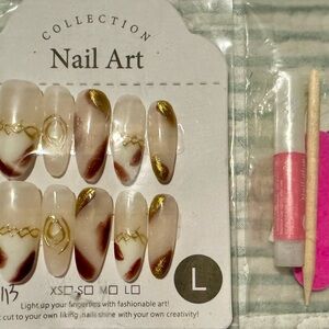 Collection B Marbled Brown & Gold Press-On Nail Set